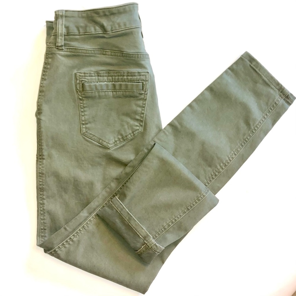 LOFT olive green skinny high rise jeans stretchy hott size 4